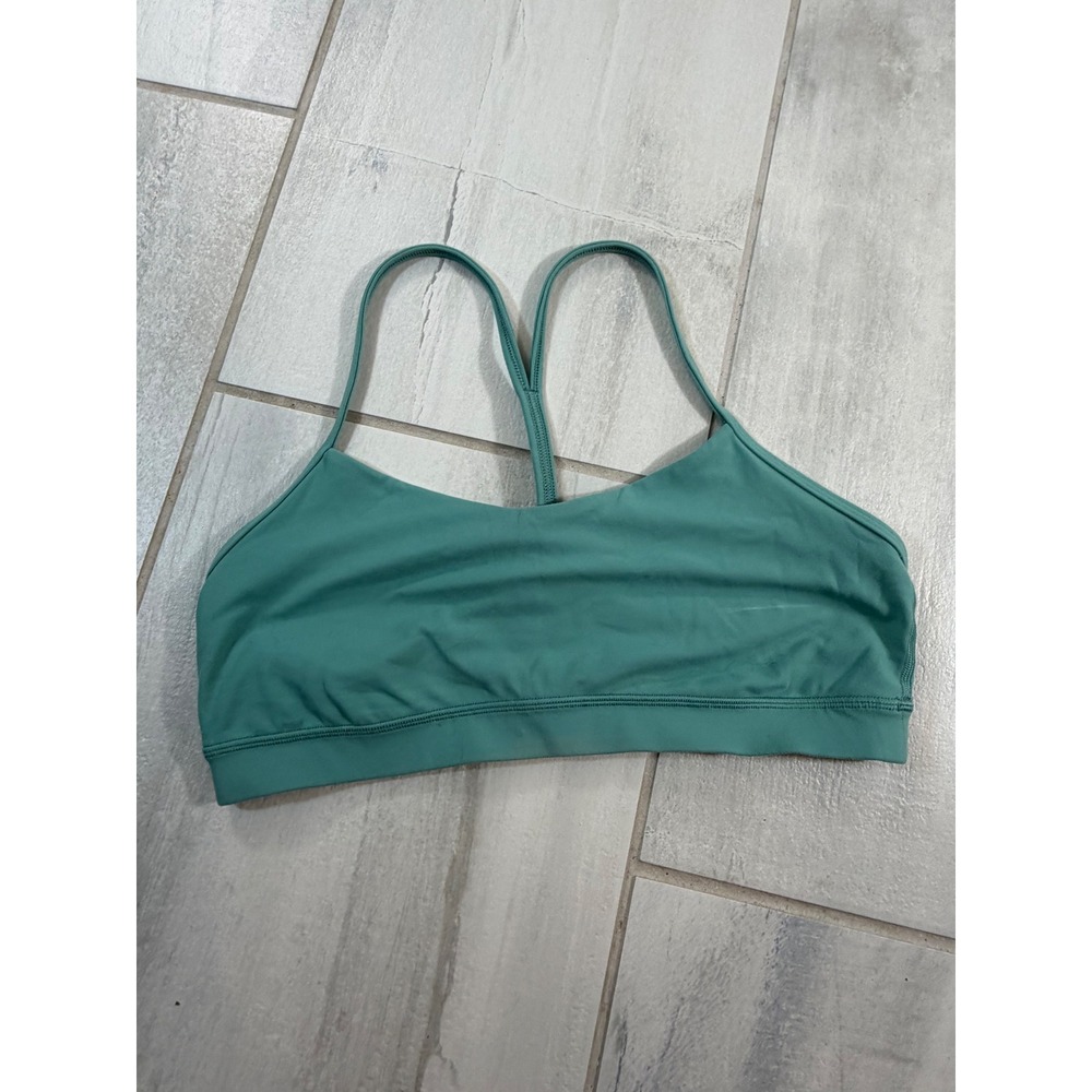 Lululemon Flow Y Bra Nulu Teal Green Light Support Yoga Sports Bra Size 12